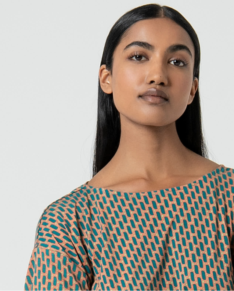 Surkana Camiseta Elástica Amplia Estampada Turquesa