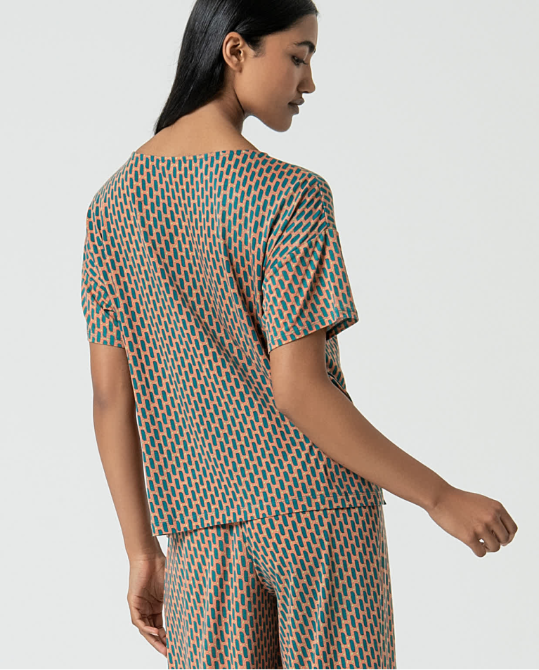 Surkana Camiseta Elástica Amplia Estampada Turquesa