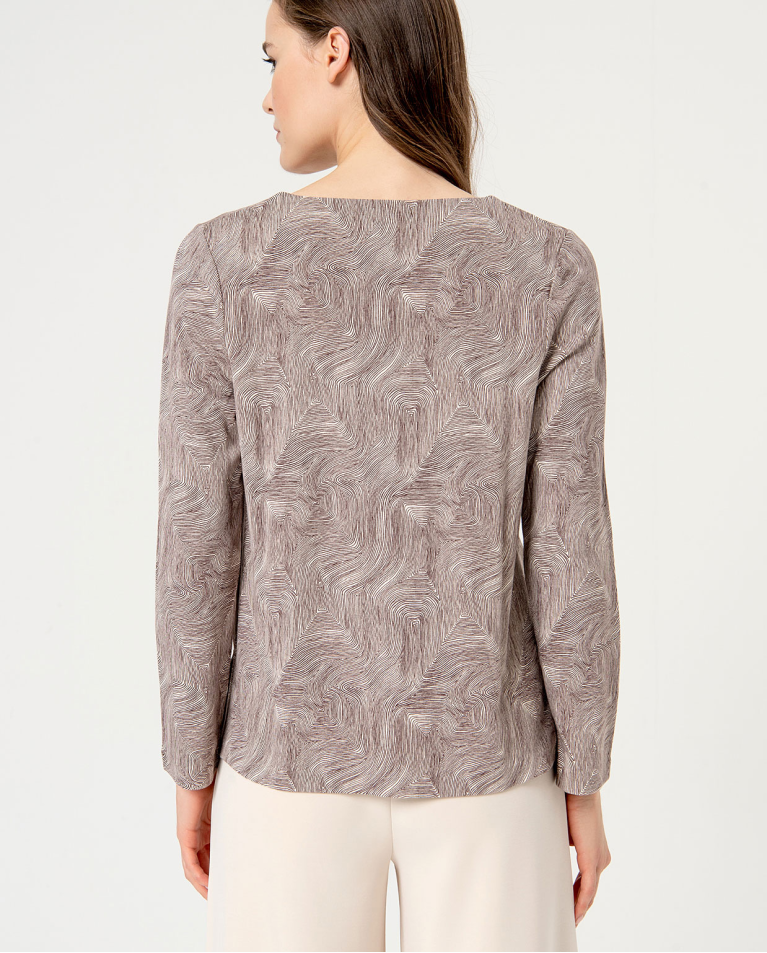 Surkana Camiseta Elástica Escote Pico Estampada Crudo