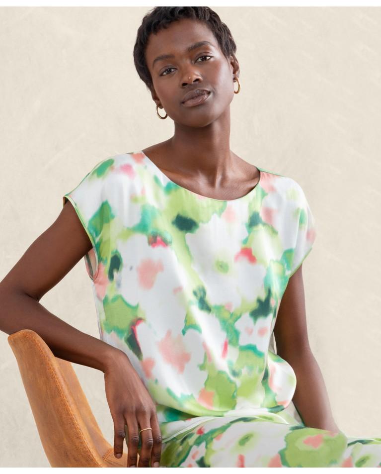 surkana Camiseta satinada con cuello barco estampada Verde