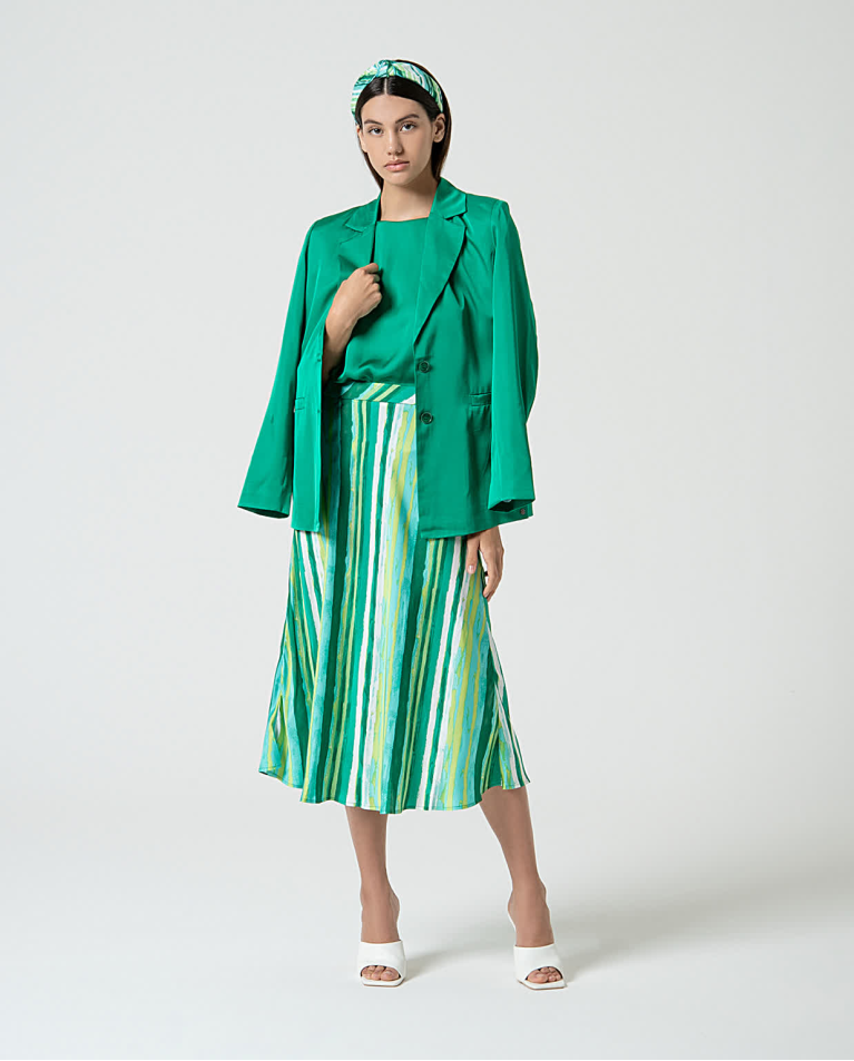 Surkana Camiseta Satinada Con Cuello Barco Verde Billiar