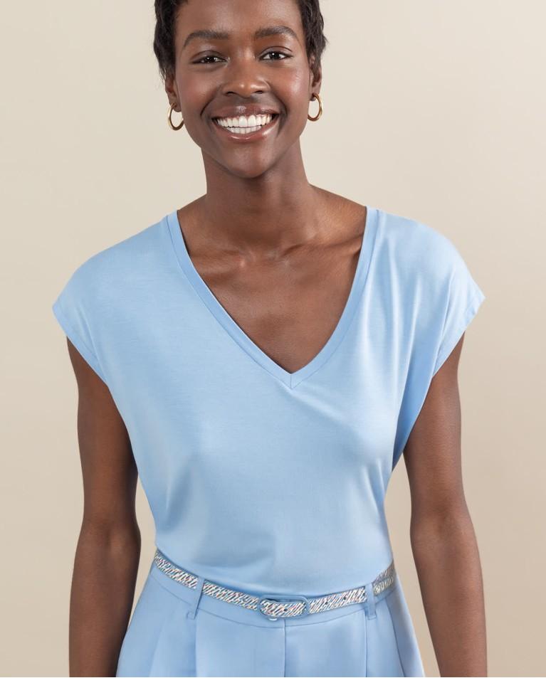 Surkana Camiseta Sin Mangas Bamboo Lisa Azul Celeste