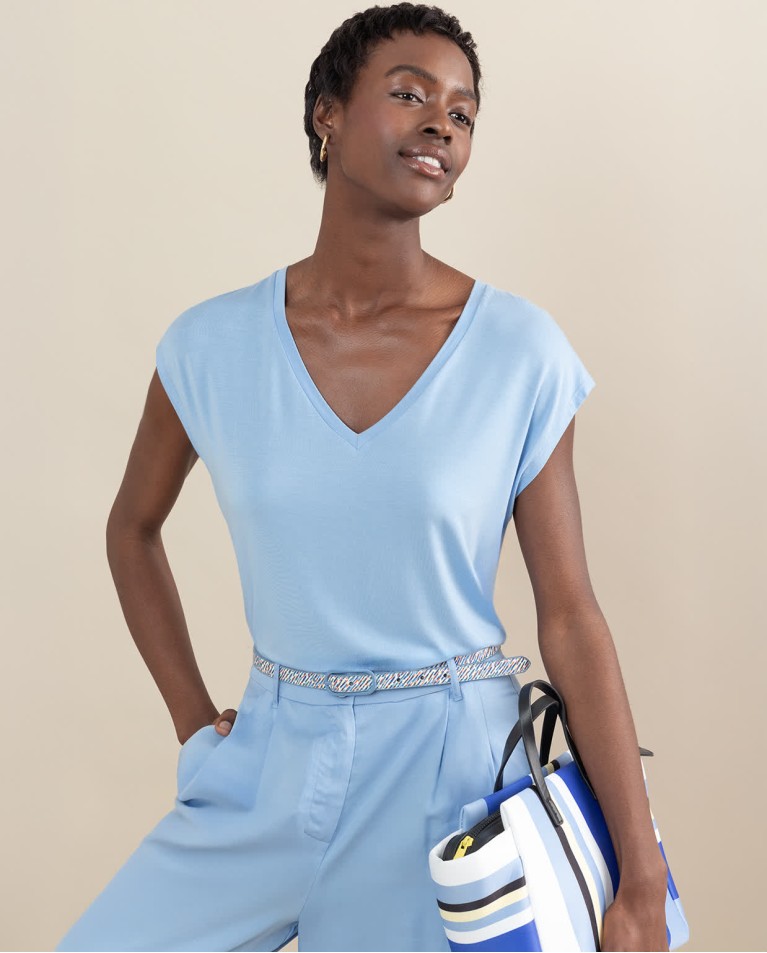 Surkana Camiseta Sin Mangas Bamboo Lisa Azul Celeste