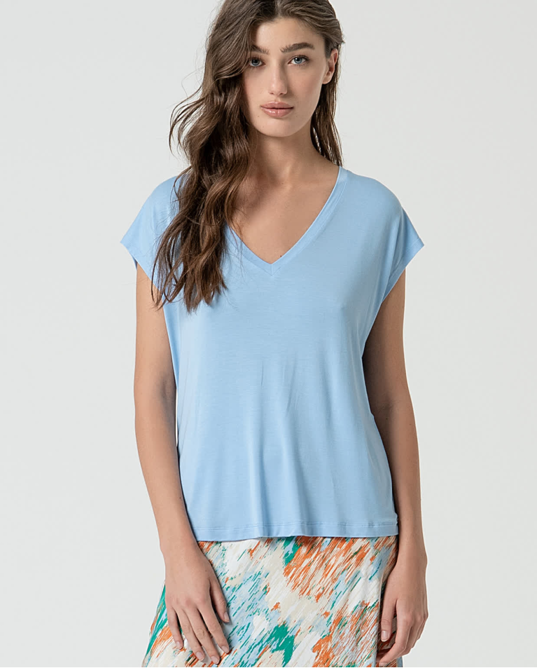 Surkana Camiseta Sin Mangas Bamboo Lisa Azul Celeste