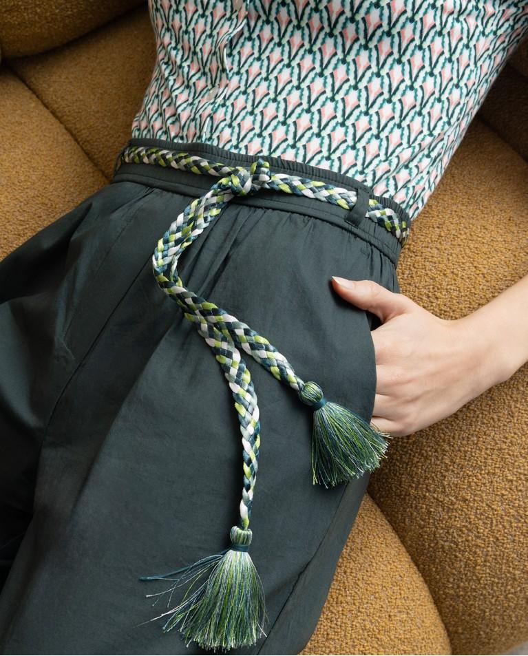 Surkana Pantalón Culotte Con Cinturón Verde Botella