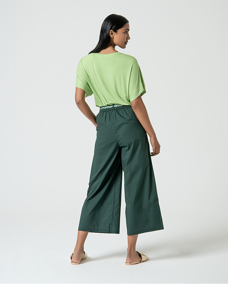 Surkana Pantalón Culotte Con Cinturón Verde Botella