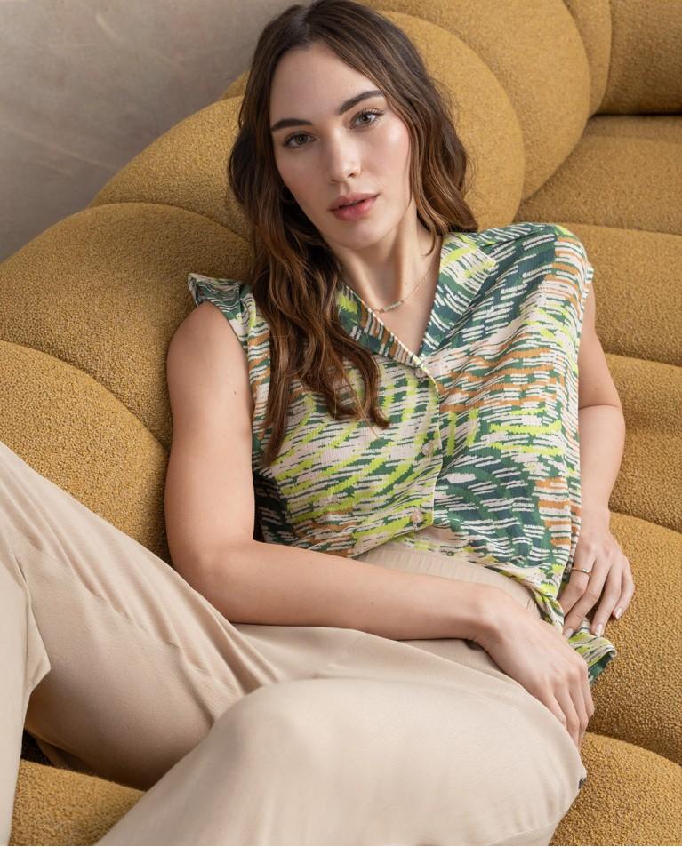 Surkana Pantalón Jogger En Crepe Viscosa Liso Safari