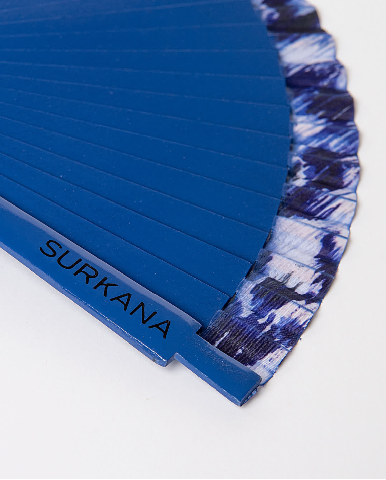 Surkana Abanico De Madera Azul