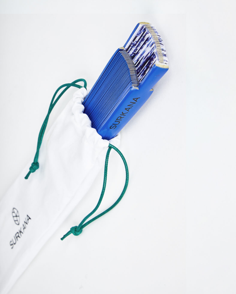 Surkana Abanico De Madera Azul