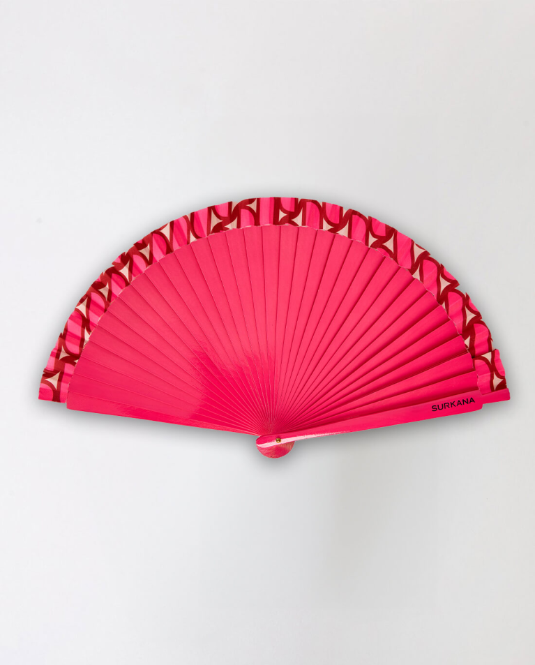 Surkana Abanico De Madera Fucsia