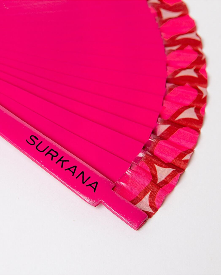 Surkana Abanico De Madera Fucsia