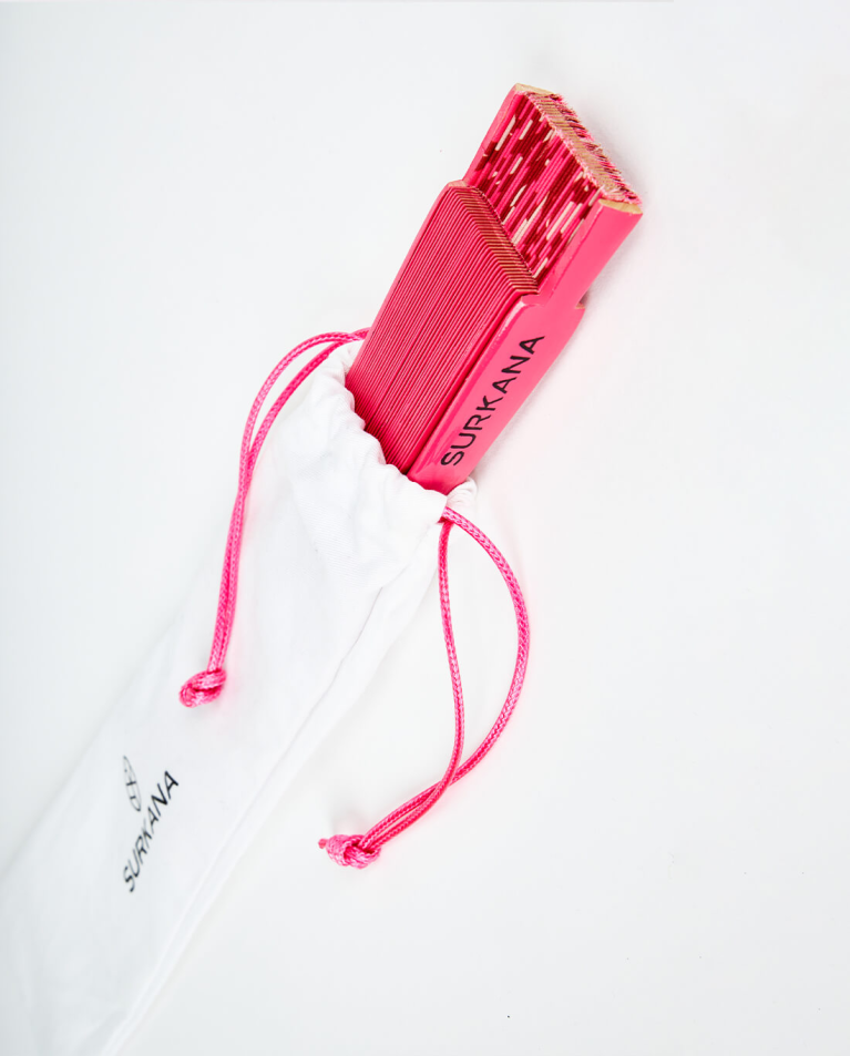 Surkana Abanico De Madera Fucsia