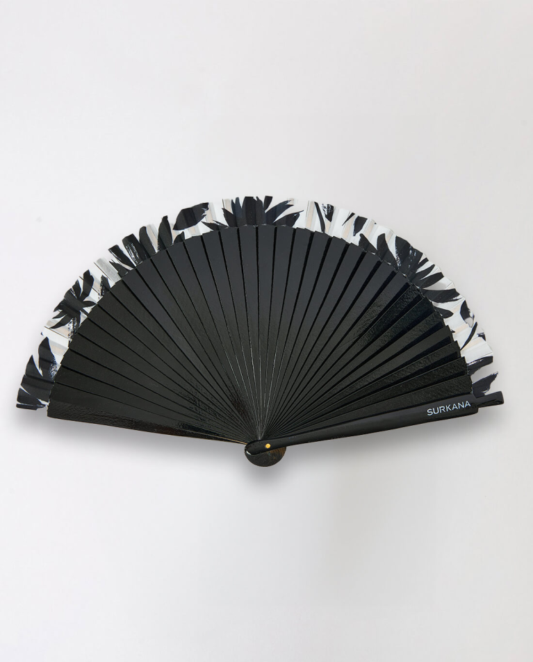 Surkana Abanico De Madera Negro