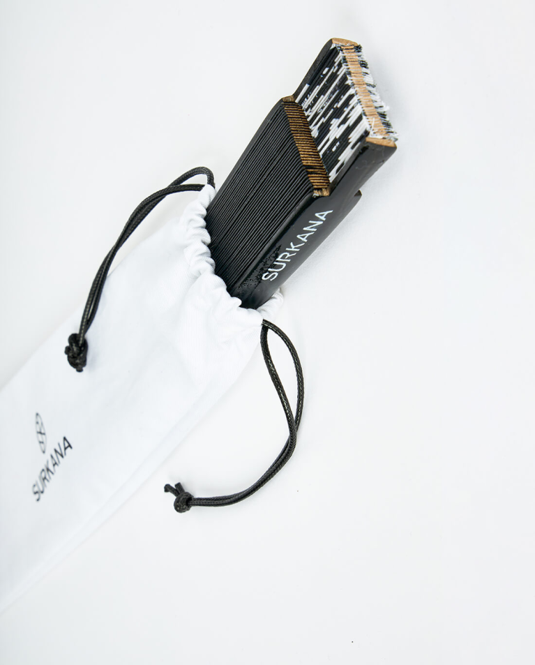 Surkana Abanico De Madera Negro