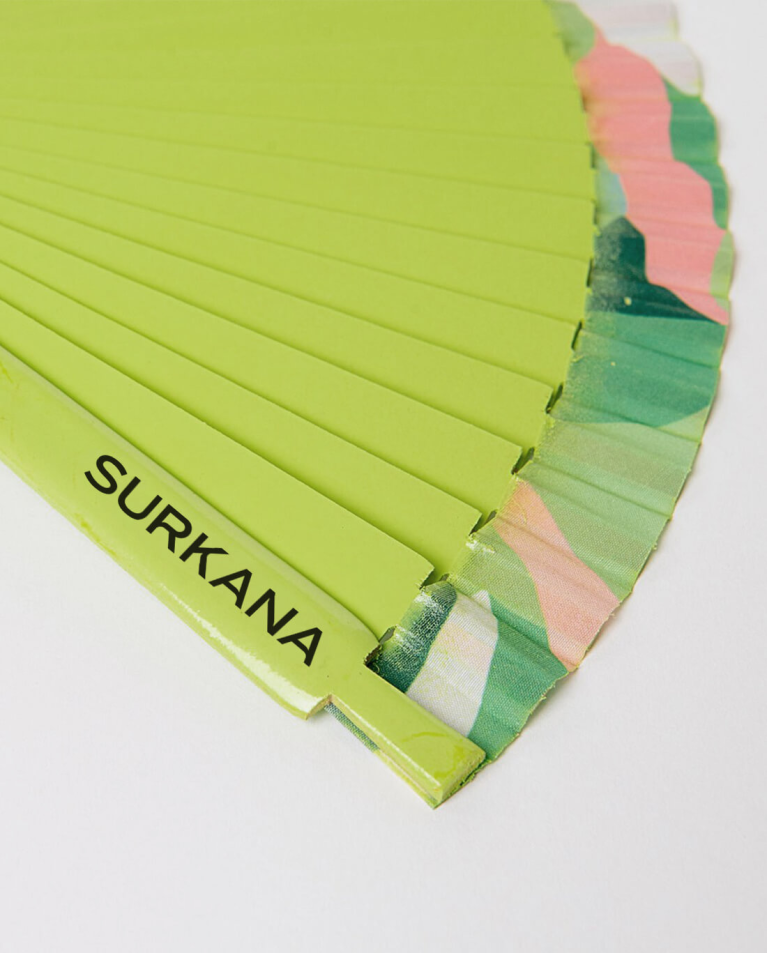 Surkana Abanico De Madera Verde
