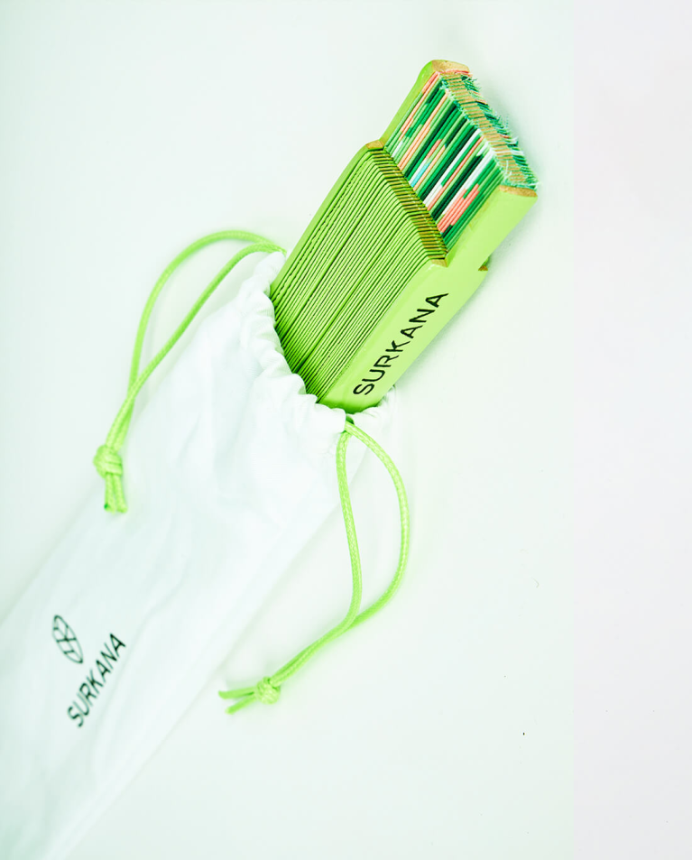 Surkana Abanico De Madera Verde