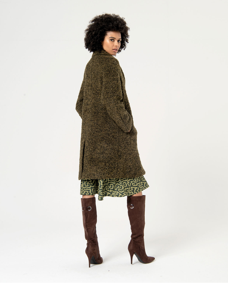 Surkana Abrigo De Punto Bouclé Liso Verde