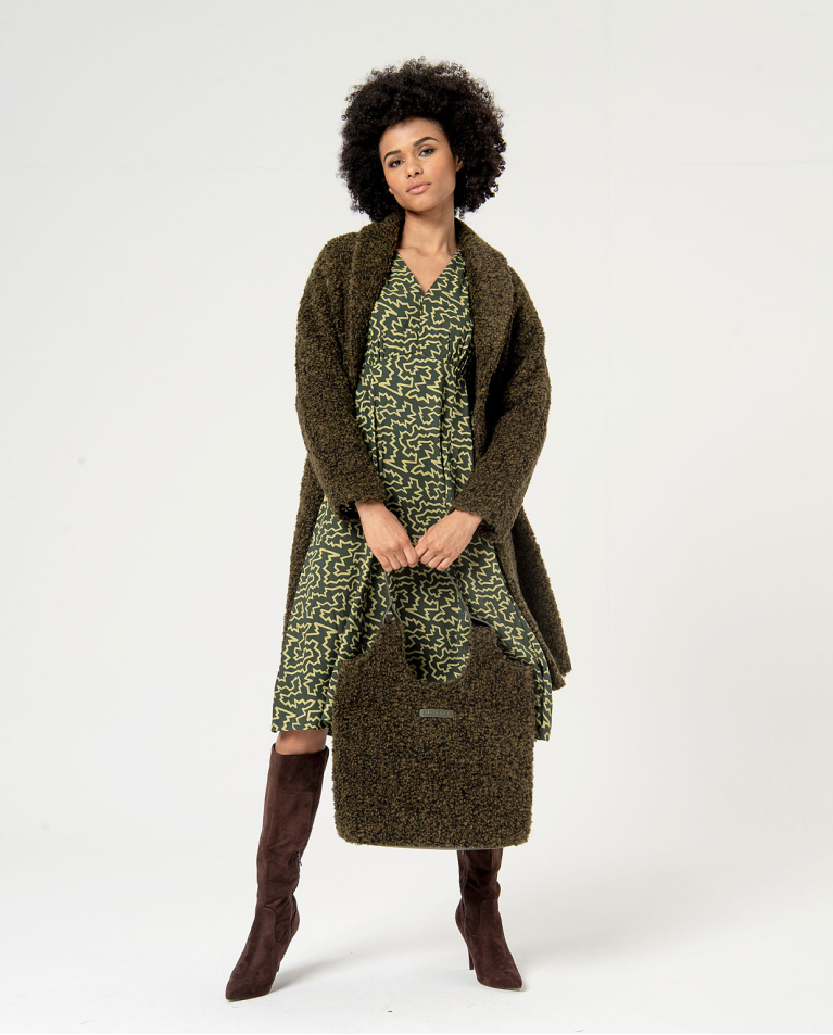 Surkana Abrigo De Punto Bouclé Liso Verde