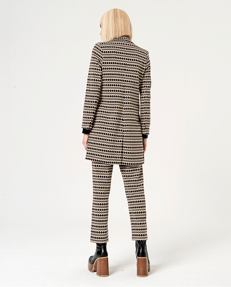 Surkana Abrigo Jacquard Elástico Estampado Negro