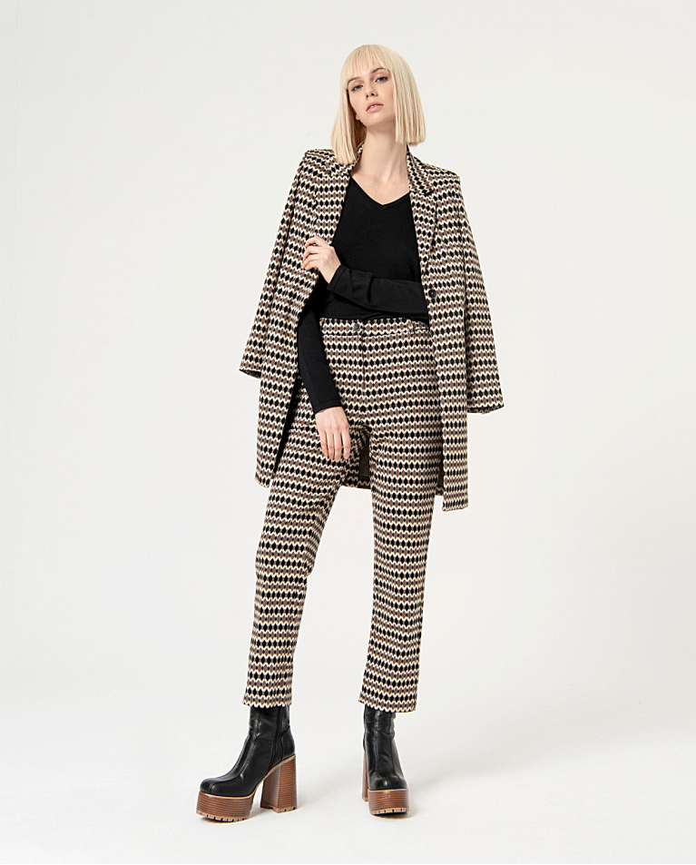 Surkana Abrigo Jacquard Elástico Estampado Negro