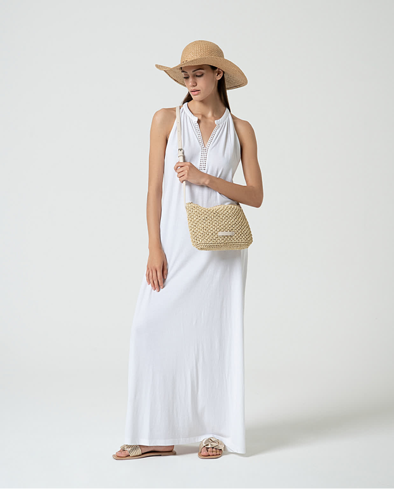 Surkana Bandolera Artesana Tejida Lisa Beige