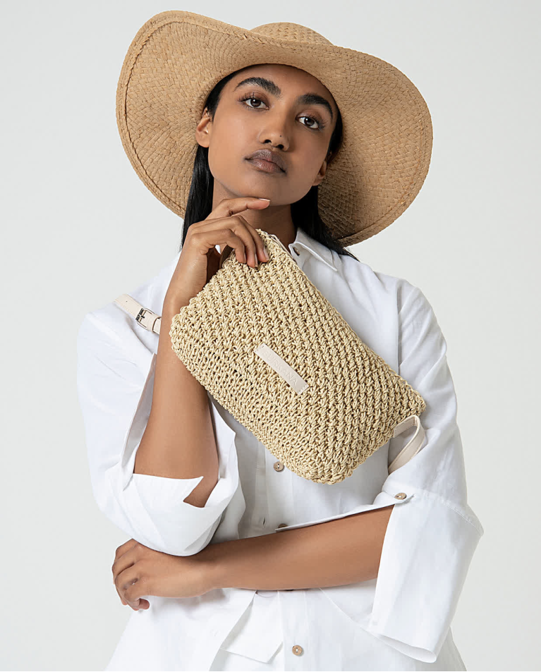 surkana Bandolera artesana tejida lisa Beige