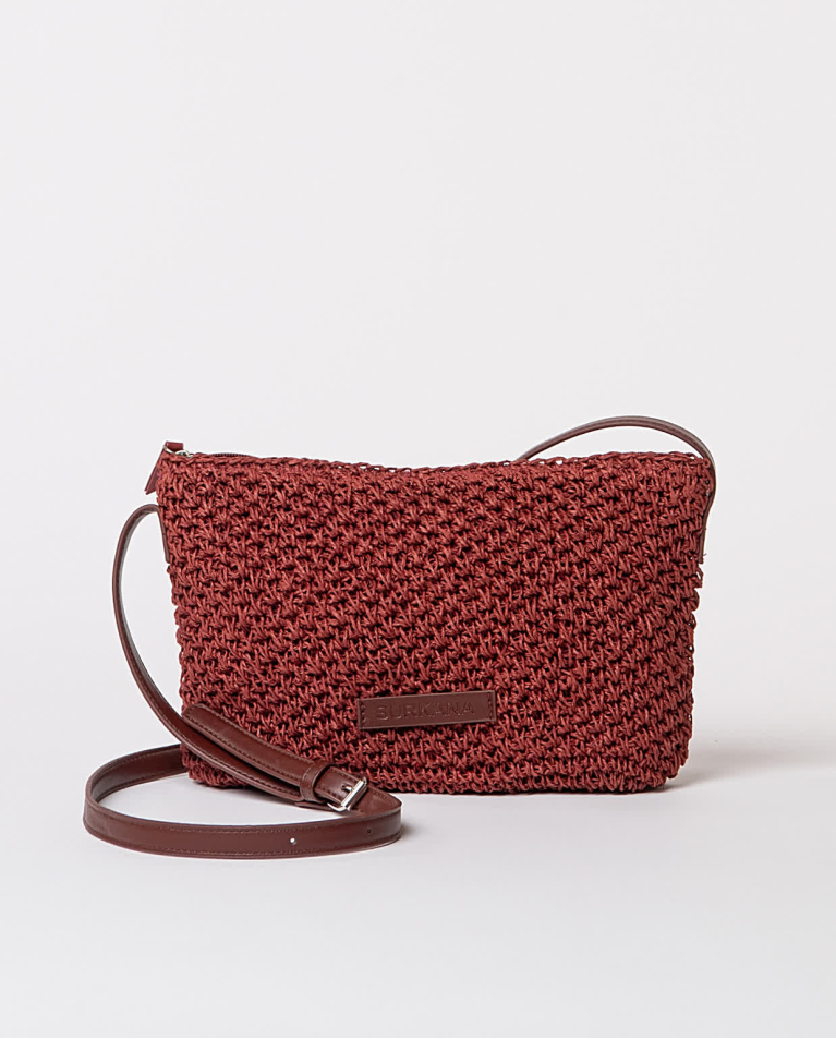 Surkana Bandolera Artesana Tejida Lisa Marrón