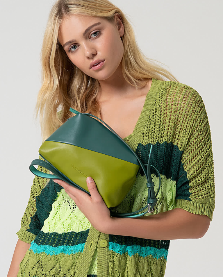 Surkana Bandolera Efecto Piel Bicolor Kaki