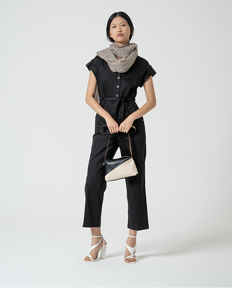 Surkana Bandolera Efecto Piel Bicolor Negro