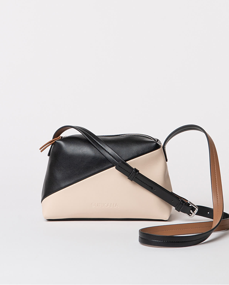 Surkana Bandolera Efecto Piel Bicolor Negro