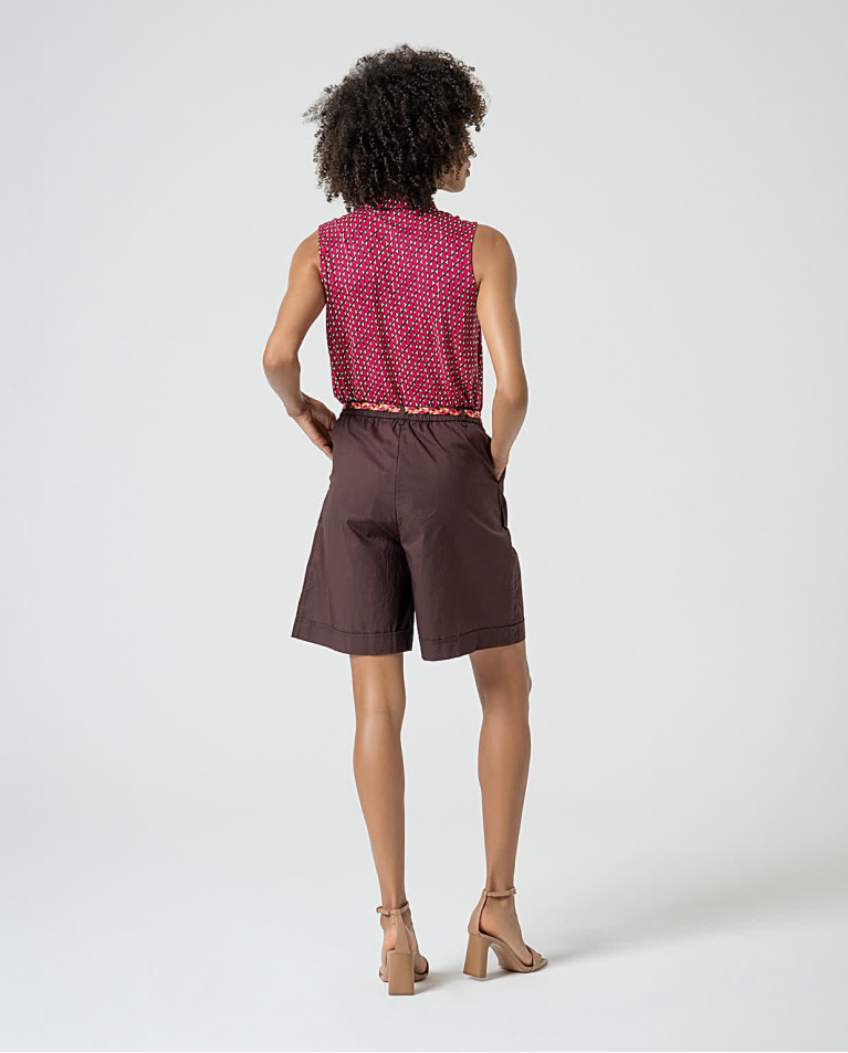 Surkana Bermuda Algodón Con Cinturón Marrón