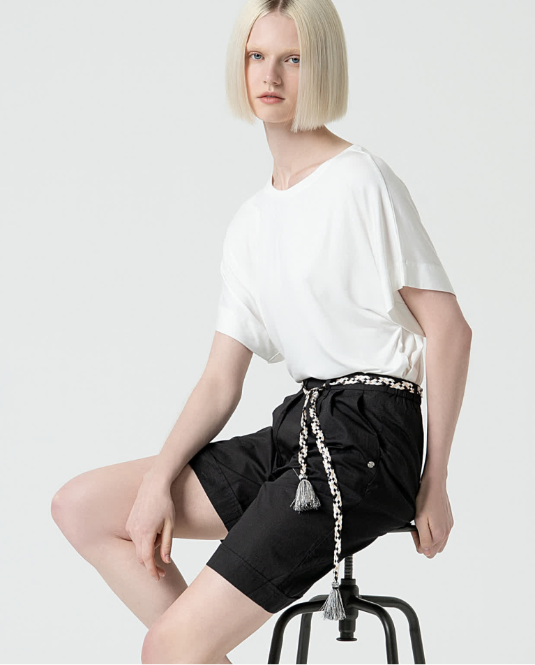 Surkana Bermuda Algodón Con Cinturón Negro