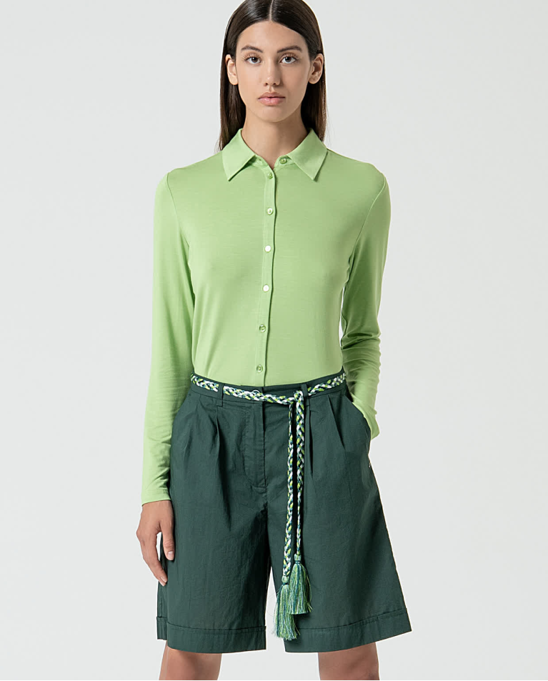 Surkana Bermuda Algodón Con Cinturón Verde Botella