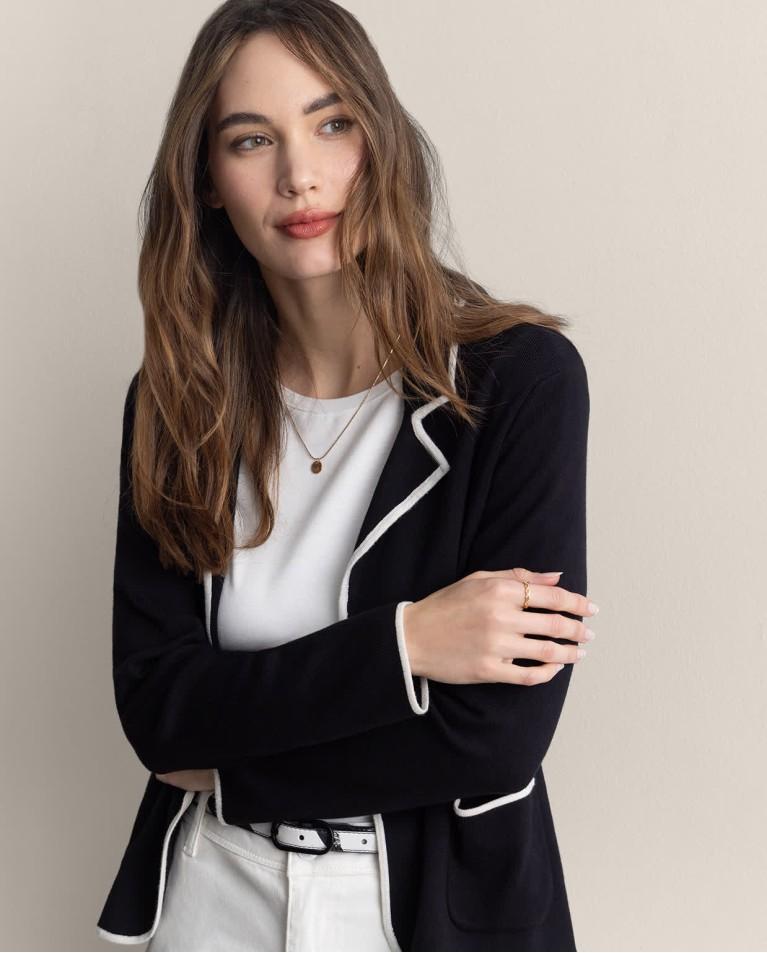 Surkana Blazer Cruzada De Punto Lisa Negro