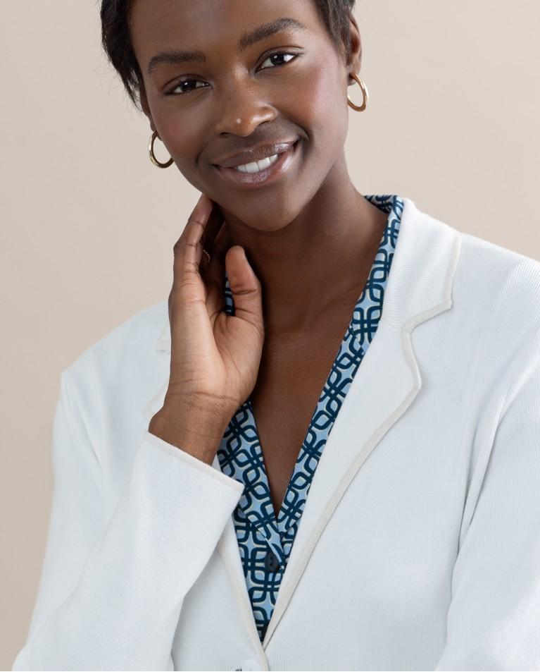 Surkana Blazer Cruzada De Punto Lisa Piedra