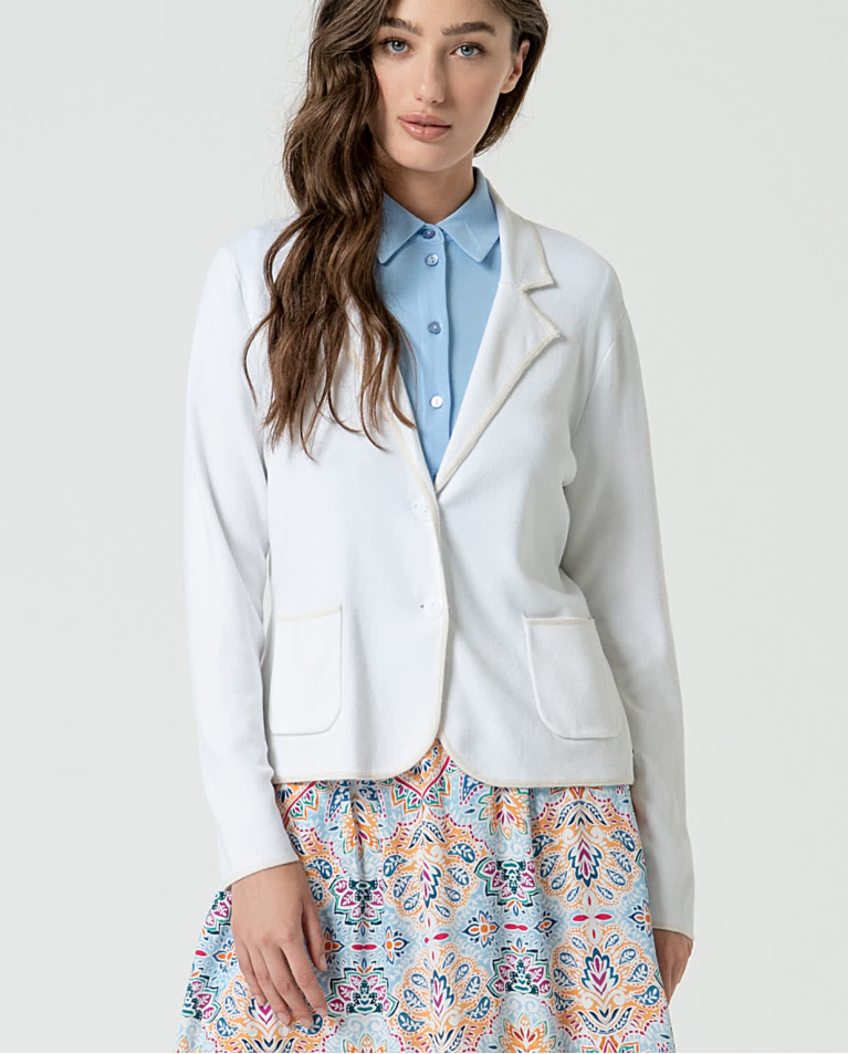 Surkana Blazer Cruzada De Punto Lisa Piedra