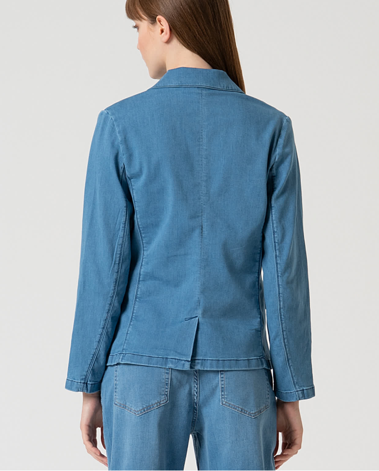 Surkana Blazer Cruzada Denim Azul Celeste