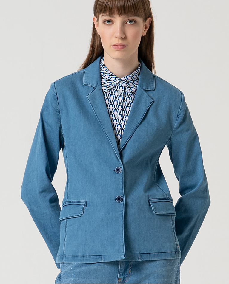 surkana Blazer cruzada denim Azul celeste