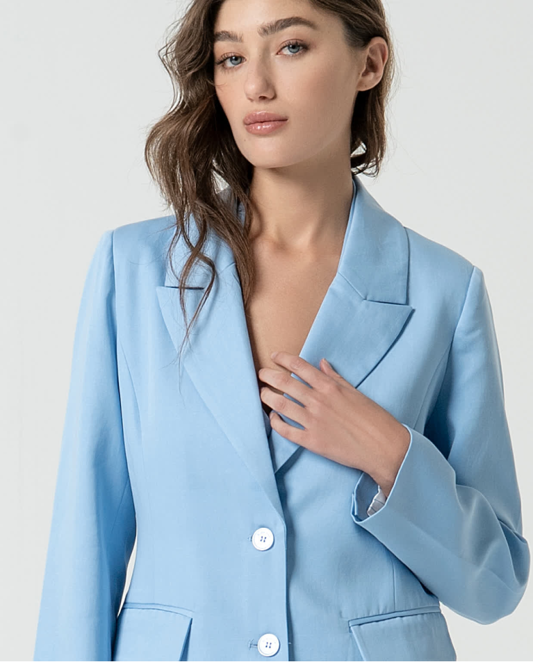Surkana Blazer Cruzada Lisa Azul