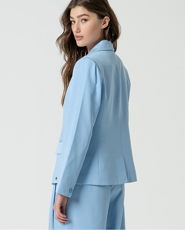 Surkana Blazer Cruzada Lisa Azul