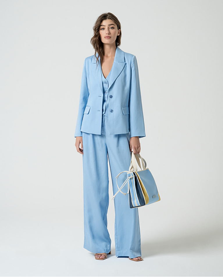 Surkana Blazer Cruzada Lisa Azul