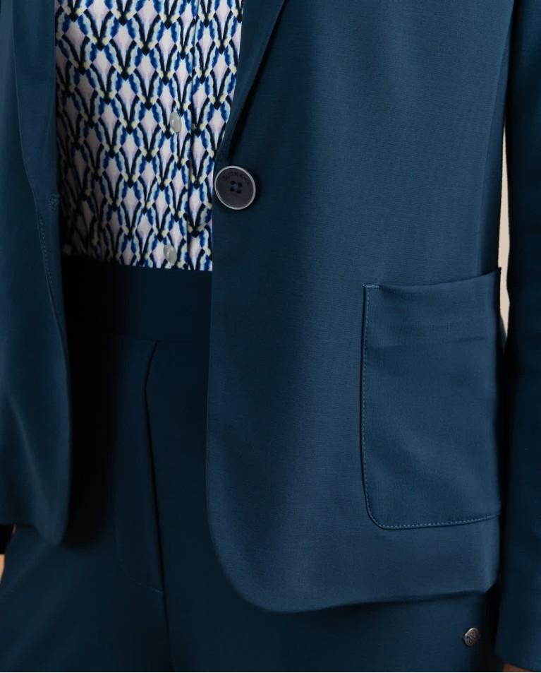 Surkana Blazer Cruzada Lisa Azul Petróleo