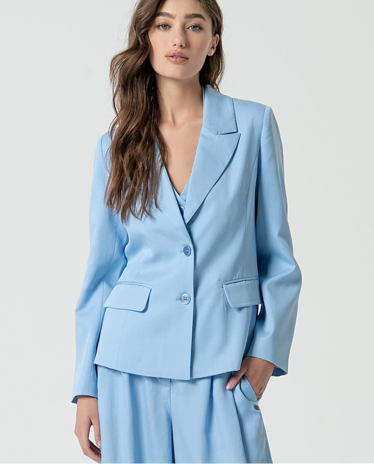 surkana Blazer cruzada lisa Azul