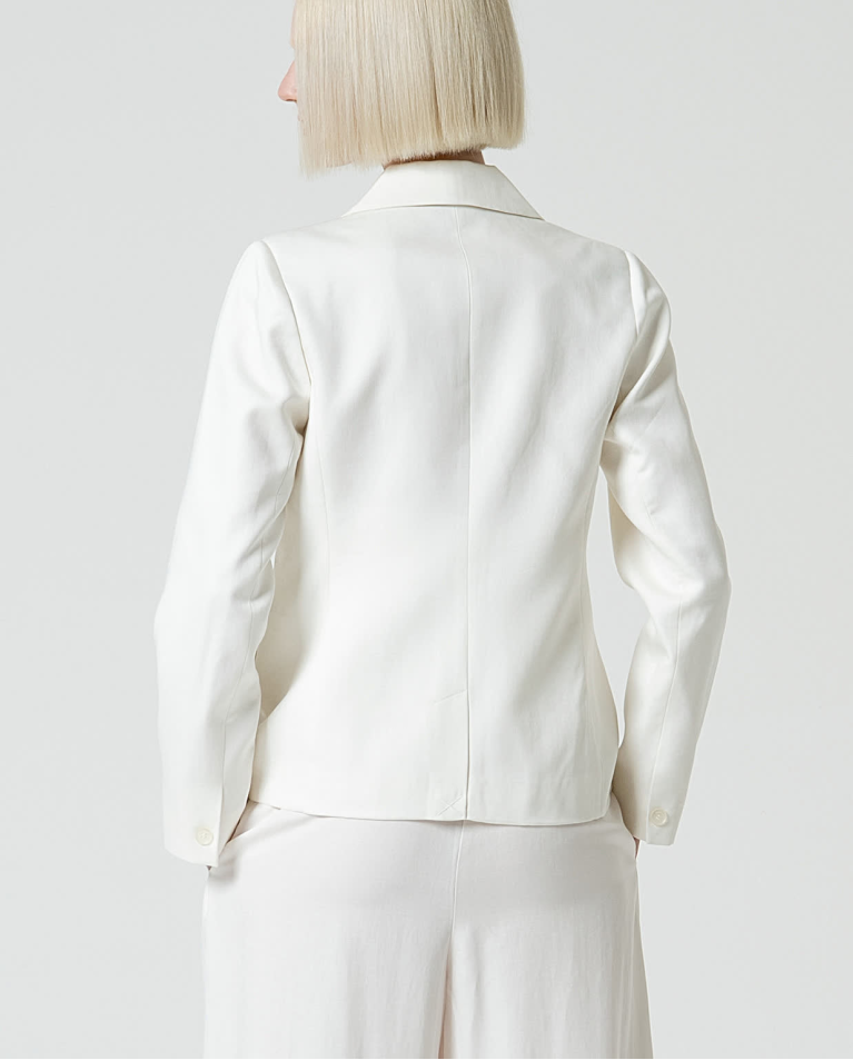 Surkana Blazer Cruzada Lisa Blanco