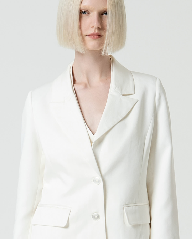 Surkana Blazer Cruzada Lisa Blanco