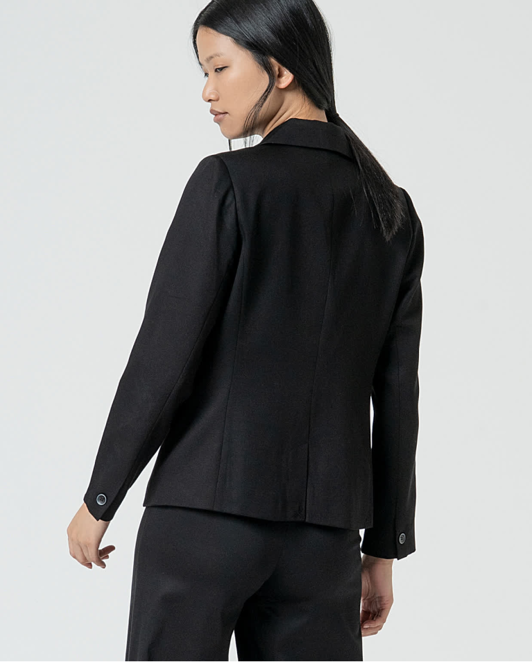 Surkana Blazer Cruzada Lisa Negro