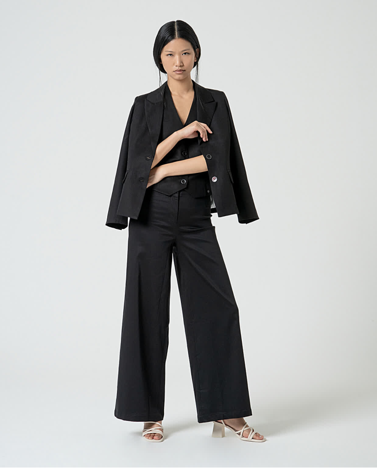 Surkana Blazer Cruzada Lisa Negro