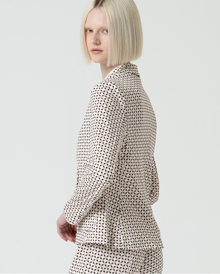 Surkana Blazer Cruzada Y Estampada Blanco Roto