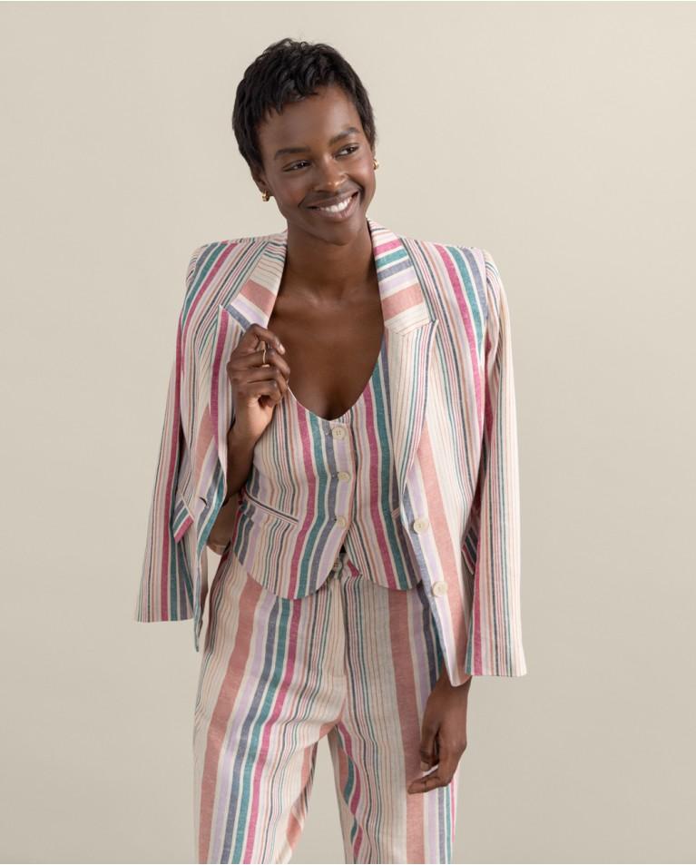 Surkana Blazer De Lino De Rayas Multi