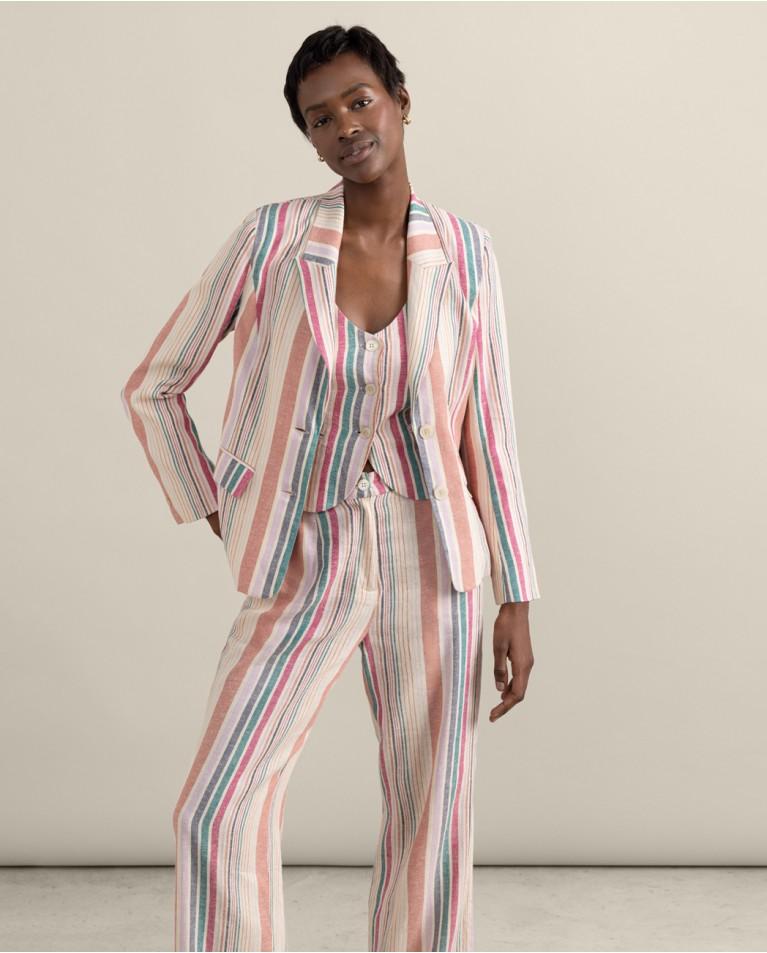 Surkana Blazer De Lino De Rayas Multi